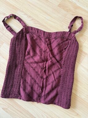 Free people Burgundy Eyelet Cami Top